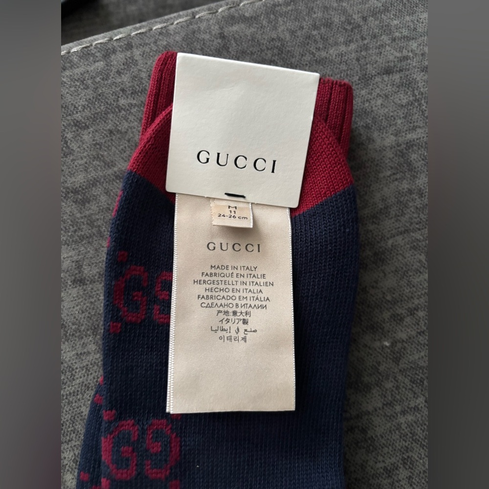 Gucci Blue and Red Casual Socks with Monogram GG Logo - Picture 2 of 4